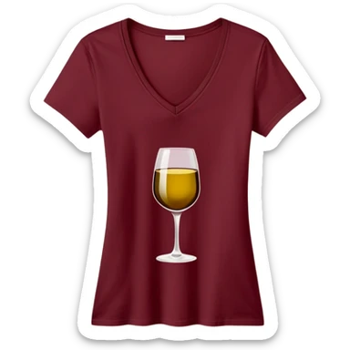 just a wine red cotton V-neck t-shirt, women's style, flat lay, no model, only the clothing item sticker