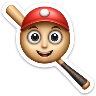 Baseball bat with big eyes and a happy expression sticker