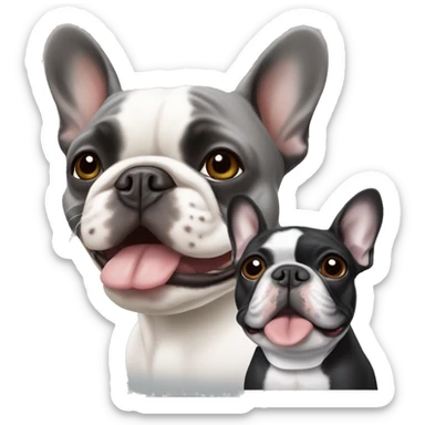 Grey French bulldog and Boston terrier sticker