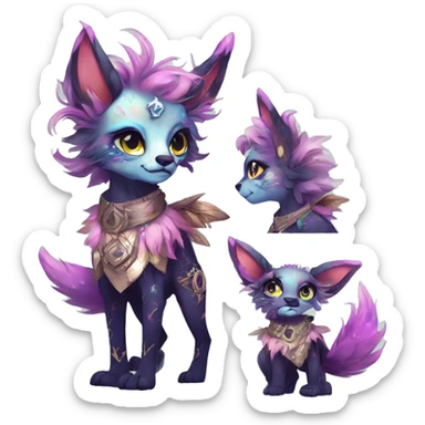 cute Kawaii edgy fantasy animal sparkle fursona Fionbri creature by griffsnuff & LiLaiRa & Falvie full body sticker