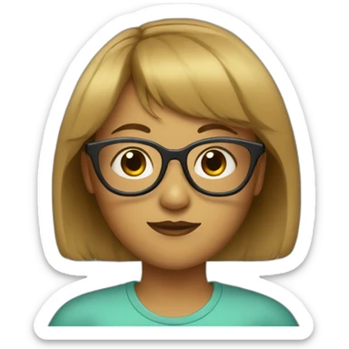 Girl with courtaim bangs and clear glasses  sticker