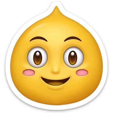 Maracujá estilizado, amarelo vibrante, carinha fofa e expressiva, traços simples em estilo emoji, fundo transparente. sticker