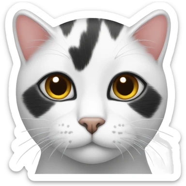 black and white cat white spot in left side of nose sticker