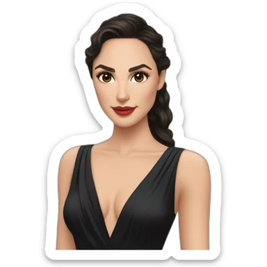 Gal Gadot cabelo liso e vestido preto sticker