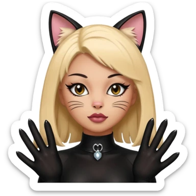 a baddie with lashes and nails and a cat outfit sticker