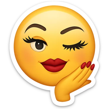 slay emoji, winking and confident, glamorous, no background sticker