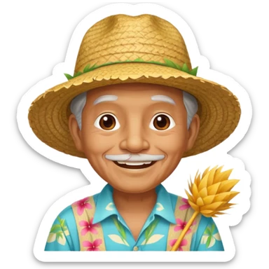 hawaiian old man with hat sticker