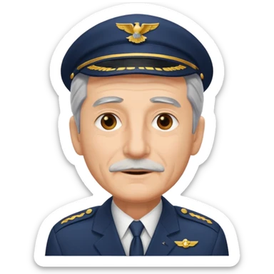 an old airline pilot without mustache sticker
