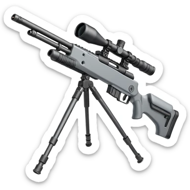 Mini ICBM launching lightweight sniper rifle wire stock, extended mag, assassin, bipod, laser sticker