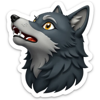 Black wolf howling eyes closed sticker