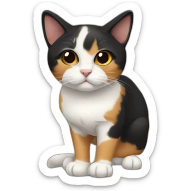 Calico cat with very black face and white nose stripe sticker