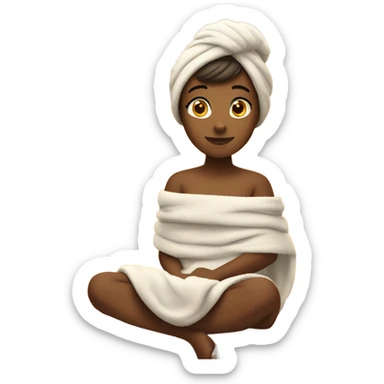 Girl with hair in a towel in a sauna sticker