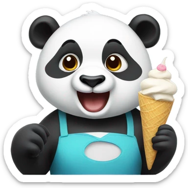 Panda eating ice cream sticker