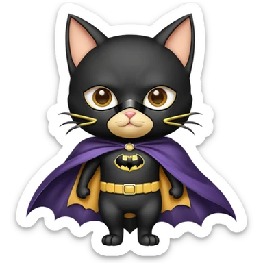 bat man cat with cape and mask sticker