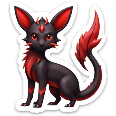  Shiny edgy dark gloomy red cool badass Umbreon-Salandit-Jolteon-fusion sticker