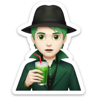 vampire men  green hair Drink holders with hat  sticker