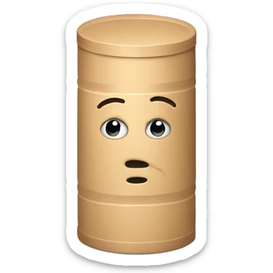 cylinder with an box behind it with an head sticking out of he cylinder sticker