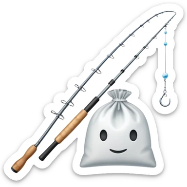 Fishing rod with cocaine bag as bait sticker