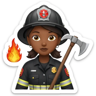 Firefighter girl with Black uniform sticker