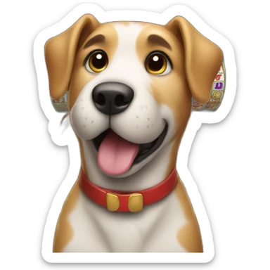 A dog playing a slot machine winning sticker