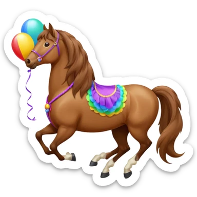 A horse inhaling air from a balloon sticker