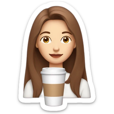 woman-with-pale-skin-and-brown-long-thin-straight-hair-wearing-a-white-woolly-shirt-drinking-coffee-from-a-light-pink-takeaway-cup-eyes-closed-b sticker