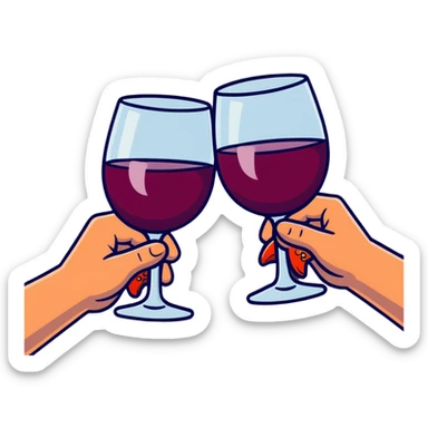 2 glasses of wine and hand holding 2 fishes and 5 loaves and make it chic sticker
