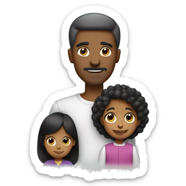 familia hombre pelo negro, padre e hija pelo negro sticker