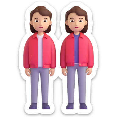 Merge both people from the provided images into one high quality 3D emoji composition with no changes to their appearance, style, or details. Keep everything exactly as in the originals, just place them together. sticker