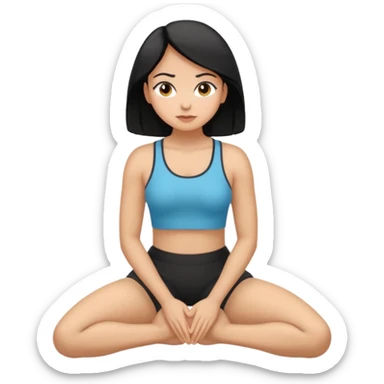 Tan woman with black hair with hands on knees, knees bent, arched back, big butt sticker