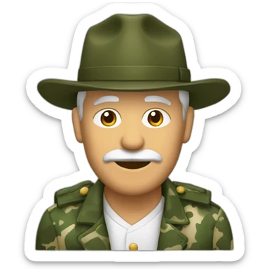 Hombre viejo pelo largo y con traje de camuflaje de hojas sticker