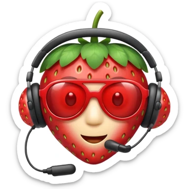 Cute strawberry wearing headset and shades sticker