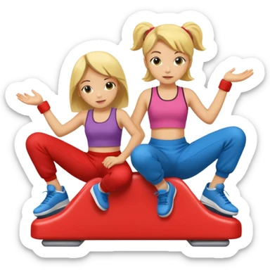 2 girls sitting in breakdance ride of fair  sticker