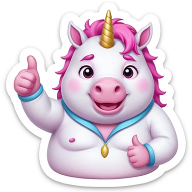 Chubby unicorn giving a thumbs up sticker