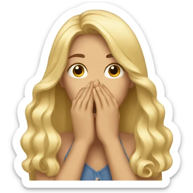 long hair blonde girl with her Hands covering her mouth sticker