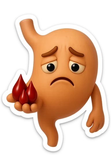 emoji stile iphone 3d di stomaco triste con 3 gocce di sangue 3d in mano, iperrealistiche 4k sticker