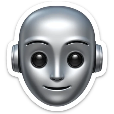 ai robot emoji, metallic, friendly expression sticker