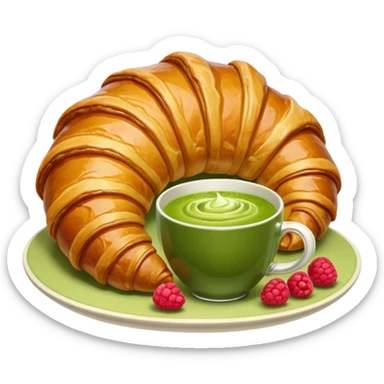 Giant Croissant with a coup of matcha and rasberry sticker