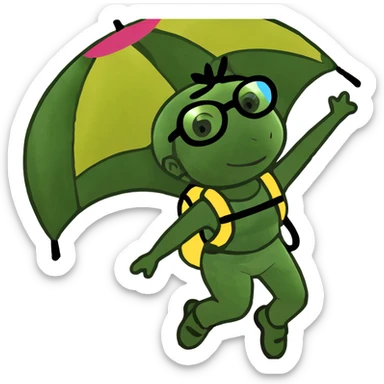 girl jump with a parachute  sticker