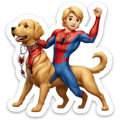 The amazing Spider-Man with a golden retriever sticker