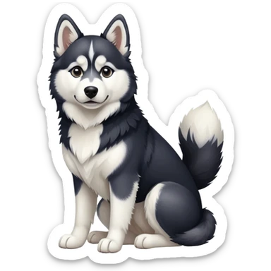 Black and white husky sitting sticker