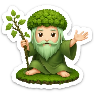 moss druid character slicing air with vine “no” sign sticker