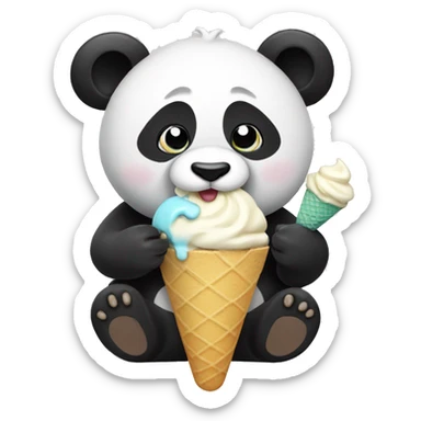 Panda eating ice cream sticker