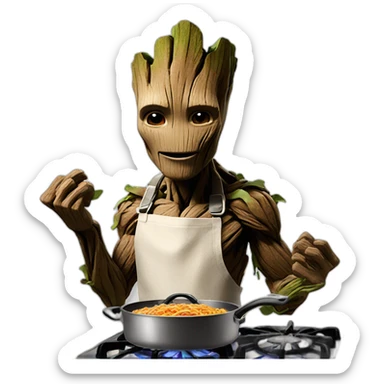Groot cooking sticker