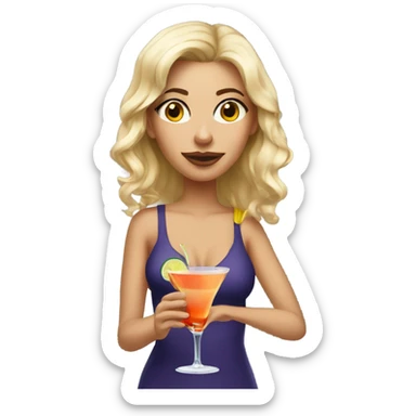 hot girl drinking cocktail sticker