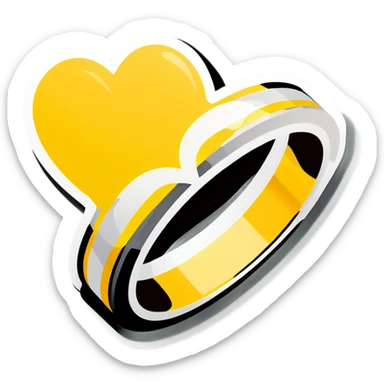Wedding ring with white and yellow heart  sticker