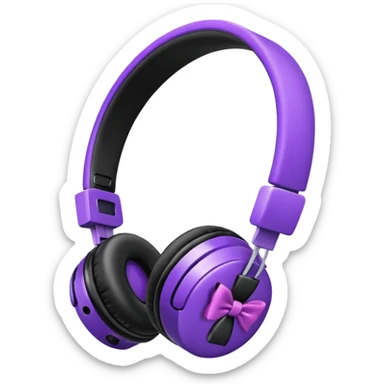 apple headphoness with bow on the right side black and purple  sticker