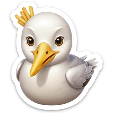 Seagull with a fry in its beak  sticker