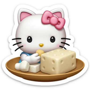 Hello Kitty eating mochi tofu sticker