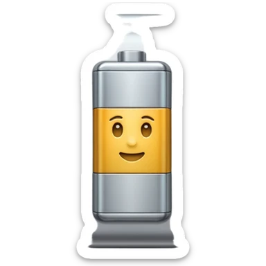 A battery emoji made of silver chrome, smooth rounded shape, minimal futuristic design, glossy metallic finish, soft reflections, iOS emoji style, centered on clean white background sticker